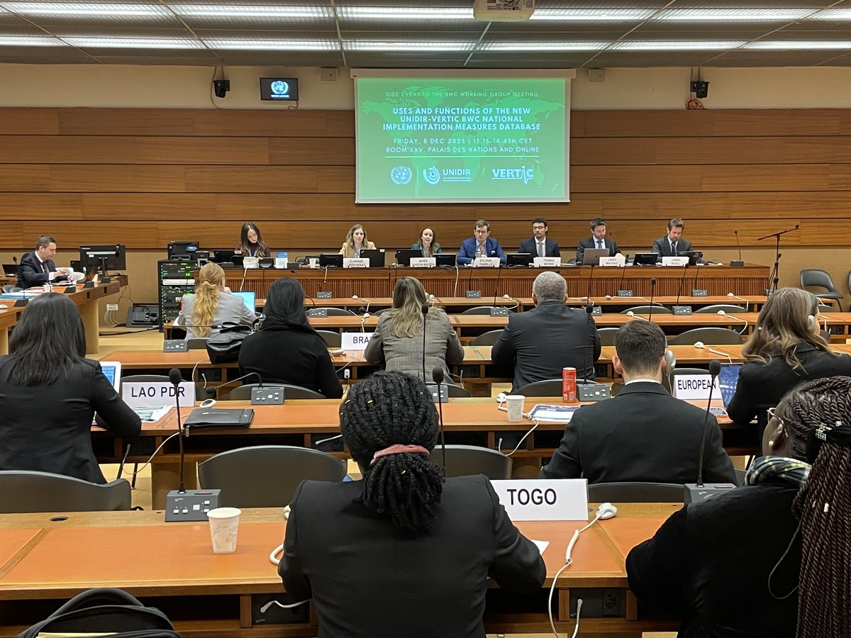 🧵 (1/2) Last Friday, we held a side event to the #1972BWC Working Group, focusing on how the new #BWCNIMDatabase fits within wider efforts of strengthening national implementation of the #1972BWC. ⬇️