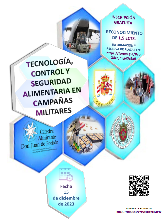 masterMIA_UCM's tweet photo. Este viernes 15 de diciembre tendrá lugar en el Salón de Actos de la Facultad de Veterinaria (UCM) la jornada "Tecnología, Control y Seguridad Alimentaria en Campañas Militares”. Más info en el código QR 👇 https://t.co/PycwpJSjZE