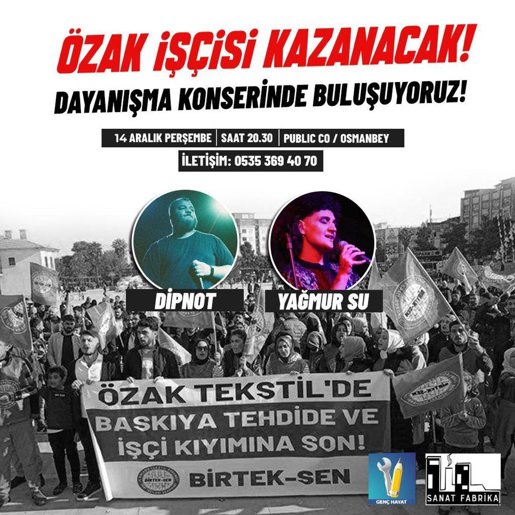 @birlesiktekstil öncülüğünde insanca çalışma koşulları ve sendika hakları için direnen Özak Tekstil işçileriyle dayanışmayı büyütüyoruz! Özak işçileri kazanırsa hepimiz kazanırız! #ÖzakDirenişineSesVer @dipnot34 @subemolsu