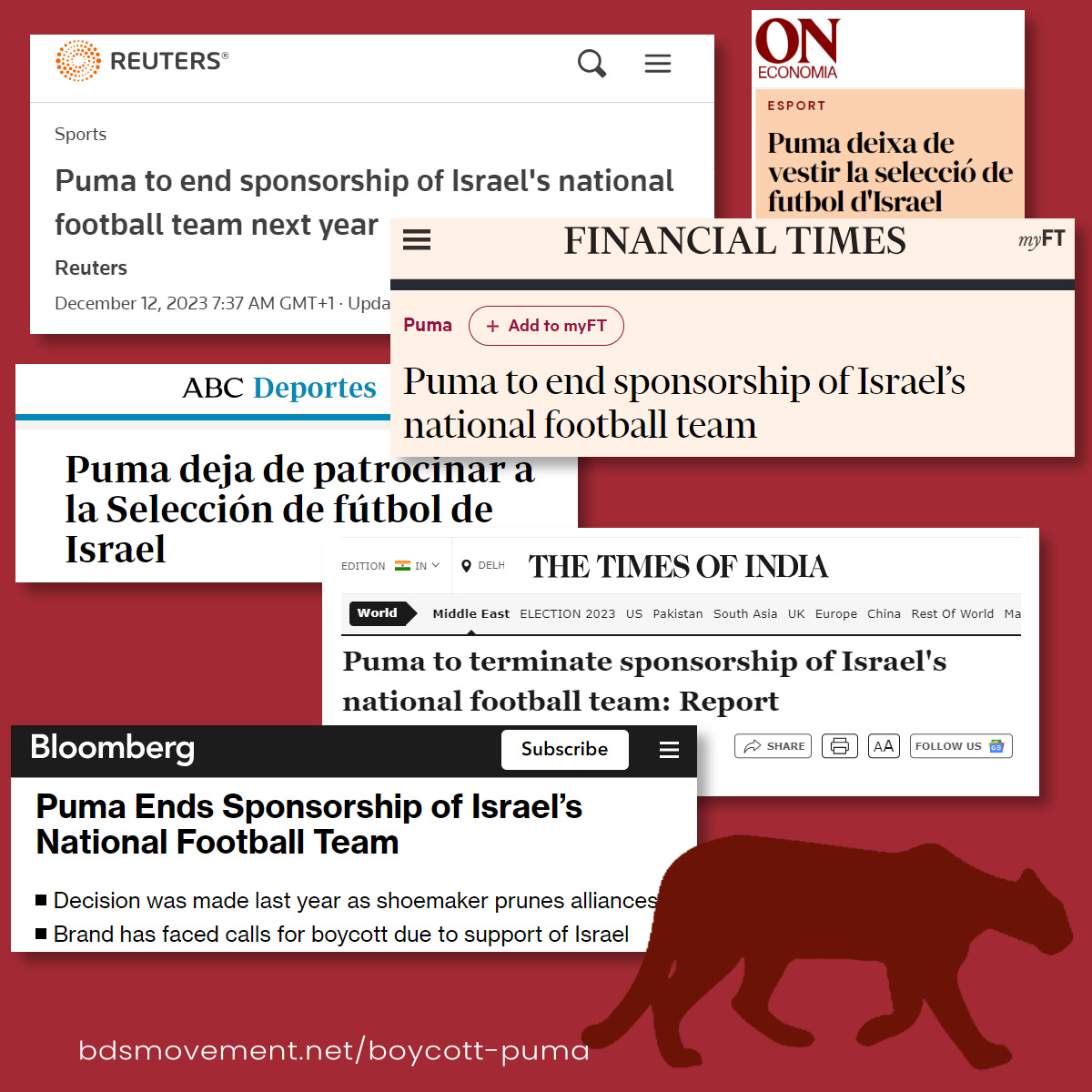 Costs and reputational damage due to years of worldwide #BoycottPUMA campaign have forced @PUMA to finally end its sponsorship of the Israel Football Association. 

#GazaGenocide enablers and apartheid supporters take note. End your complicity now rather than later.