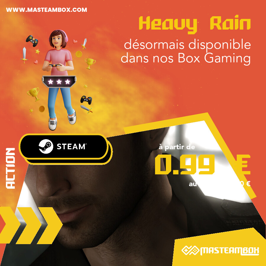 MaSteamBox's tweet photo. 🎮 - Le jeu 'Heavy Rain' est disponible dans nos #SteamBox https://t.co/PqhdTQLPCs à partir de 0.99 € 📦.
 •••••
 🔥 Découvrir le jeu : https://t.co/pkrpkyEm0u
 🛒 Commander : https://t.co/XoYq7yEATU
 •••••
 
 #MaSteamBox #jeu #geek #gamer… https://t.co/8TIp4UYlyx https://t.co/cE2HpDFD1U
