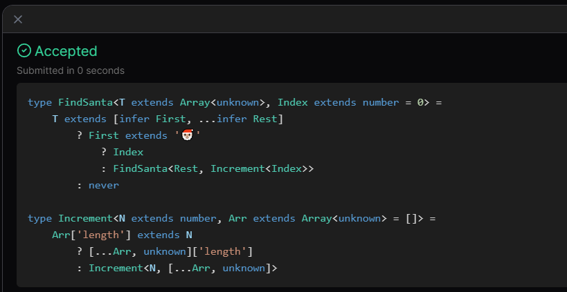dcodesdev's tweet image. Day 12 #AdventOfTypescript 

Learnt a lot