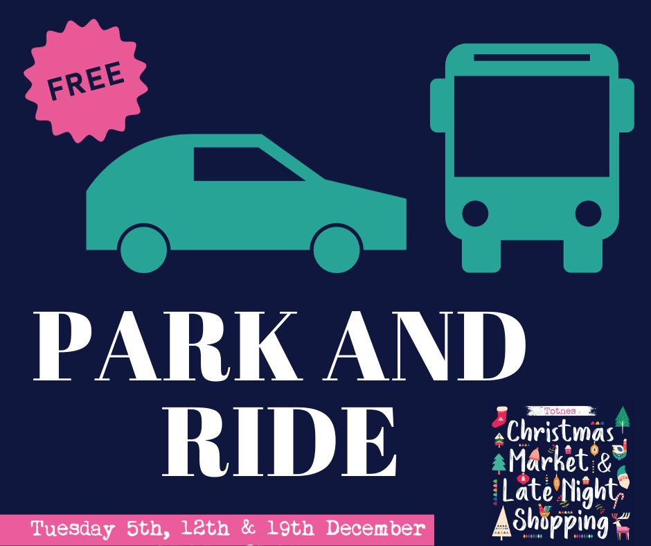 Don't forget we have a free park and ride at Follaton House , Plymouth Road from 5pm-10pm tonight #TotnesChristmasMarket