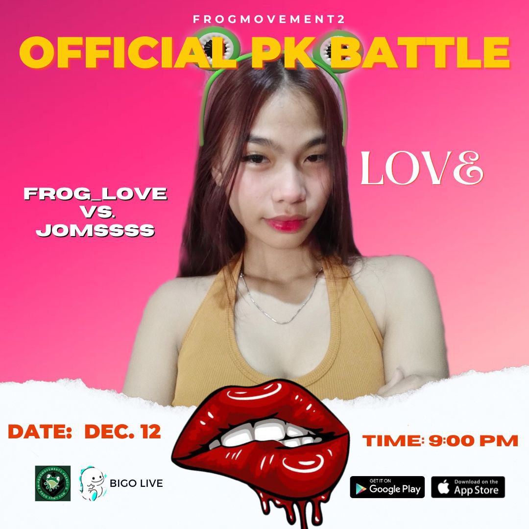 frogmovement's tweet photo. Watch Love! 🐸💋
December 12, 9:00 PM (PHT)
Follow https://t.co/l3z8gSlw0y
Bigo ID: frog_love
#froooog #frogmovement #bigoph https://t.co/4WXvHpDpgs