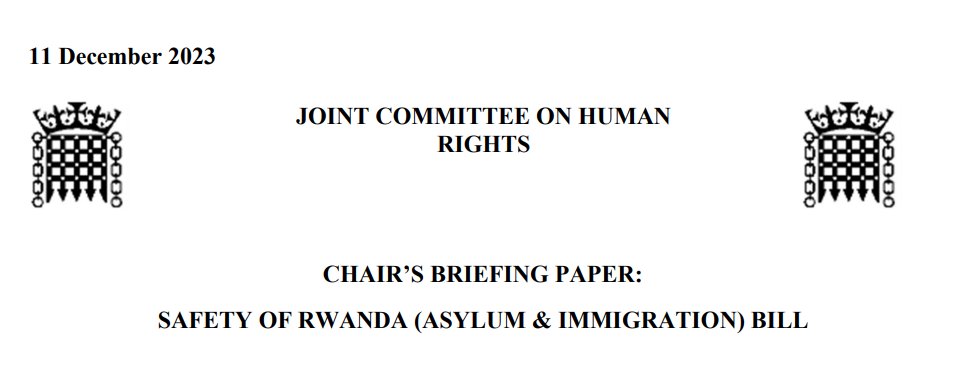 1. The UK Parliament's Joint Committee on Human Rights (@HumanRightsCtte) has published a preliminary analysis of the Rwanda Bill. Here's a short thread with some key excerpts. committees.parliament.uk/publications/4…