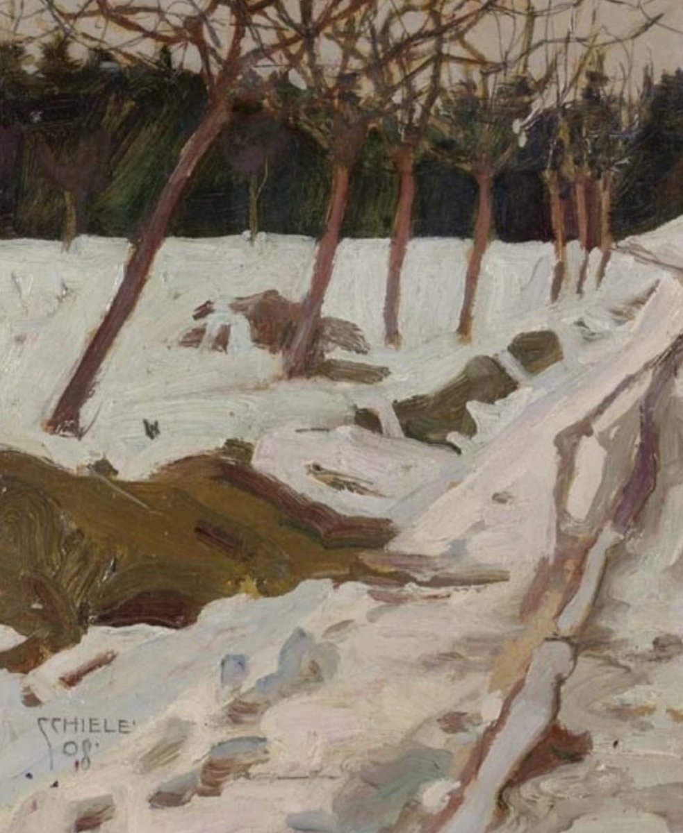 'Snow.' (1908) Athough Egon Schiele returned again and again to the posed naked figure (male and female) he also painted landscapes throughout his working life,creating work that more than a century on, has a fresh, contemporary feel.