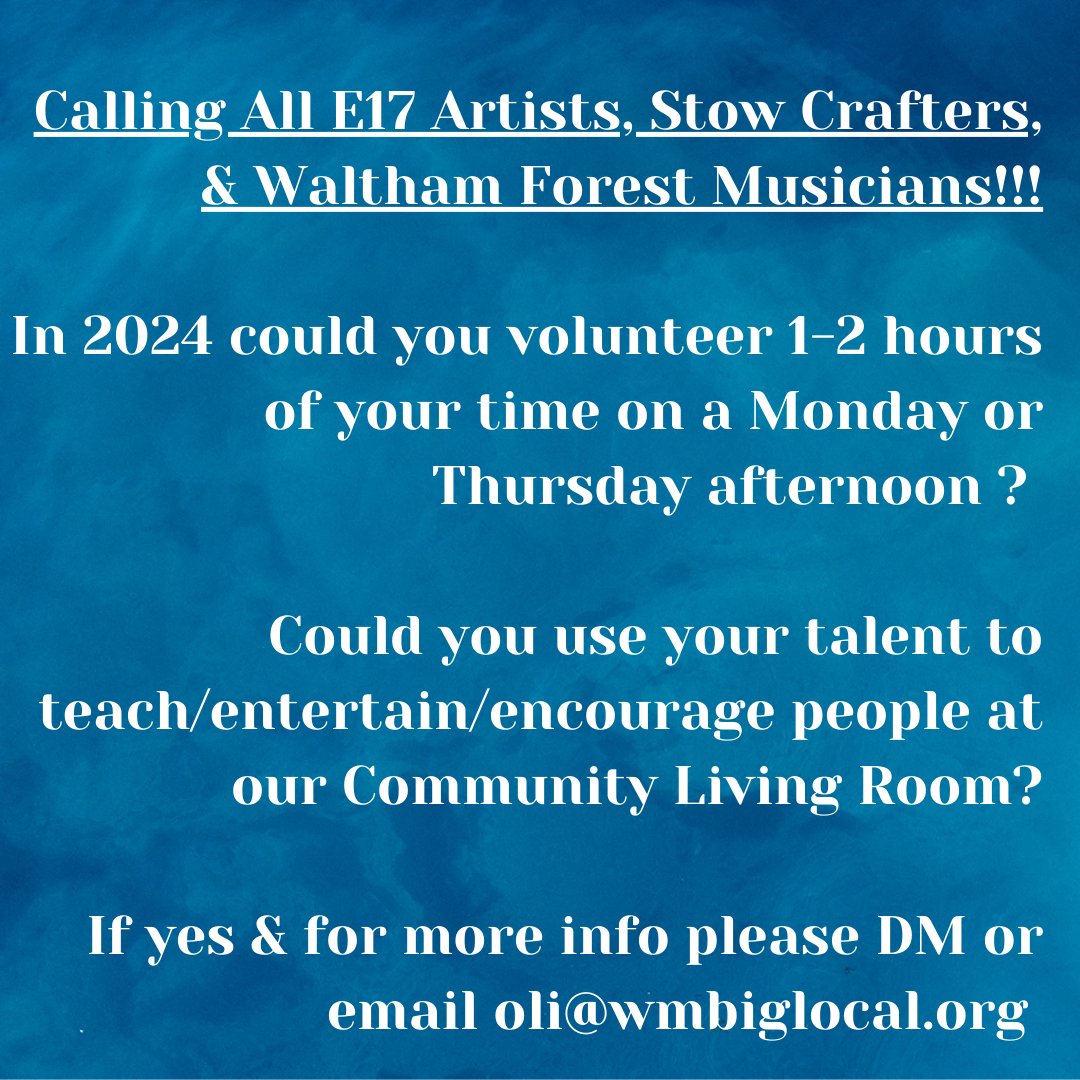 #e17 #wmbl  #e17art #e17artists #e17music #e17musicians 
#e17crafting #e17crafters #e17makers #e17creatives #e17volunteers #e17volunteering #communitylivingroom #warmspaces #warmhub