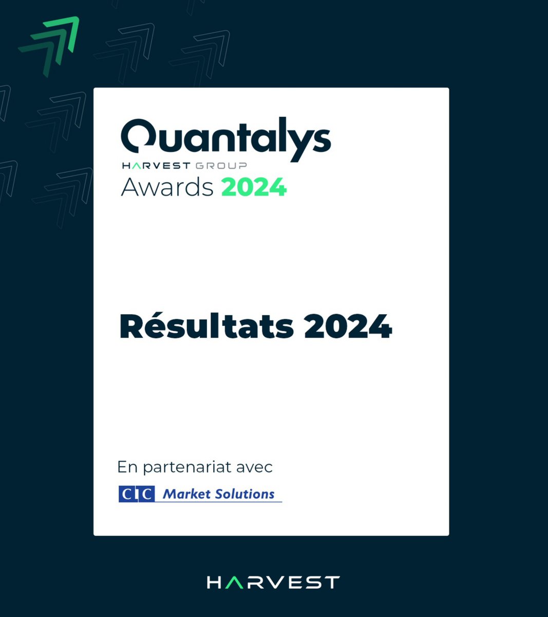 Quantalys's tweet image. [#Quantalys Harvest  Group Awards 2024] Les lauréats de cette 5e édition ont été dévoilés ce lundi 11 décembre.

👏 Bravo aux lauréats. Retrouvez les résultats : quantalys.com/Article/Consul…

🙏 Merci à @CIC_MS , notre fidèle partenaire. Avec la participation de @emmaus_france.