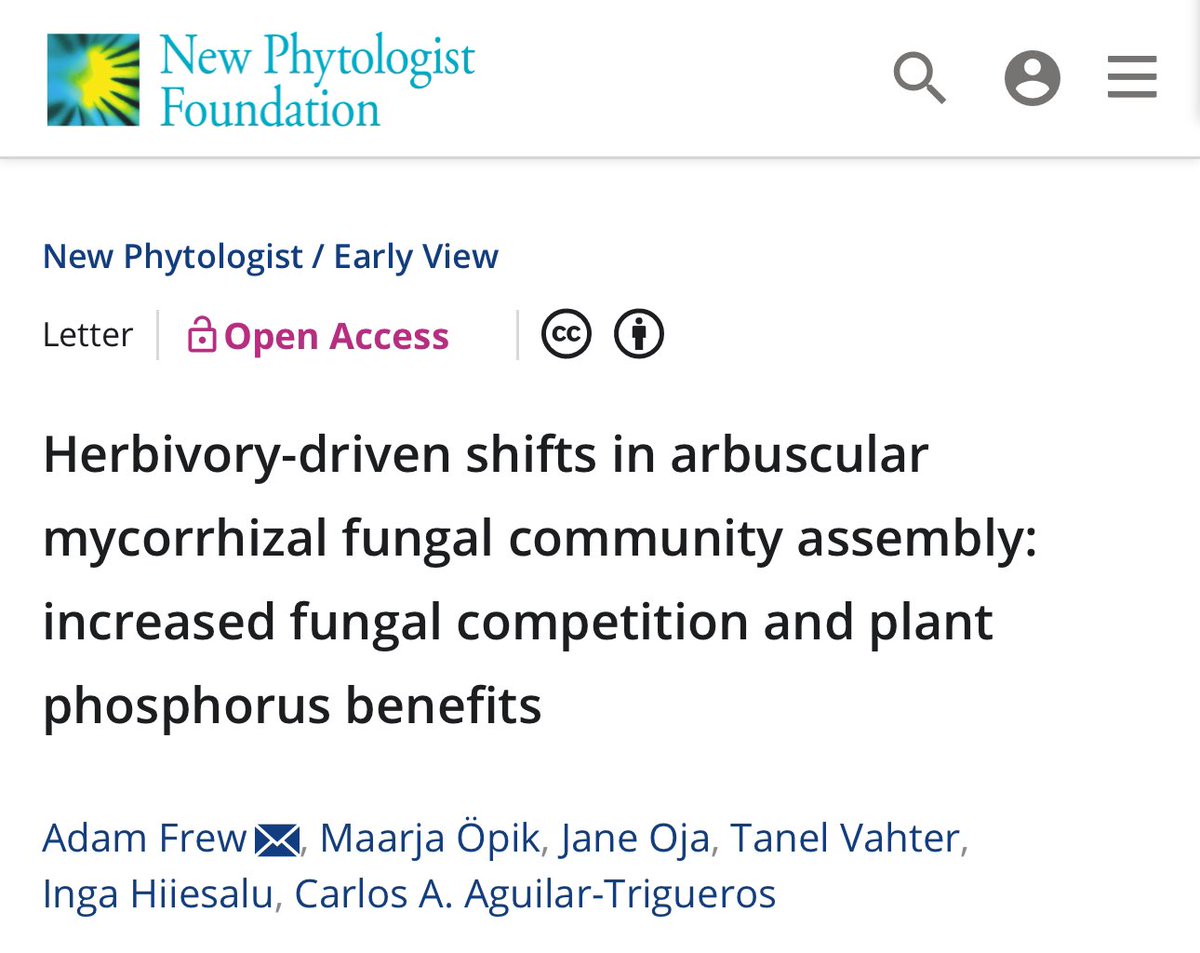 frewecologist's tweet image. Just out!
Our new paper in @newphyt explores how insect herbivory shapes the assembly of AM fungal communities in plant roots.

nph.onlinelibrary.wiley.com/doi/10.1111/np…

🧵[1/4]