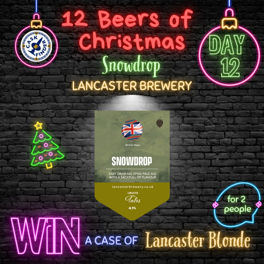 CaskFinder (@caskfinder) on Twitter photo FINAL Day of 12 BEERS of Christmas GIVEAWAY!
Day 12 is <a href="/lancasterale/">Lancaster Brewery</a>'s Snowdrop
WIN some a case of Lancaster Blonde for two people
✅Retweet
✅Tag a friend
✅Follow <a href="/CaskFinder/">CaskFinder</a> & <a href="/lancasterale/">Lancaster Brewery</a>
T&C's apply. Competition closes at 12pm 11th Dec. Also running on FB & IG FINAL Day of 12 BEERS of Christmas GIVEAWAY!
Day 12 is <a href="/lancasterale/">Lancaster Brewery</a>'s Snowdrop
WIN some a case of Lancaster Blonde for two people
✅Retweet
✅Tag a friend
✅Follow <a href="/CaskFinder/">CaskFinder</a> & <a href="/lancasterale/">Lancaster Brewery</a>
T&C's apply. Competition closes at 12pm 11th Dec. Also running on FB & IG