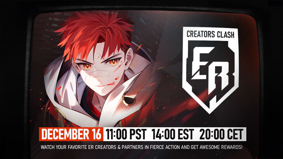 🔥 We welcome you to the ER Creators Clash on 16th December, from 11:00 PST / 14:00 EST / 20:00 CET! Wondering about the matchups? Look no further! Plus, our partners will be streaming with gifts for viewers! Tune in and check more details: playeternalreturn.com/posts/news/1624