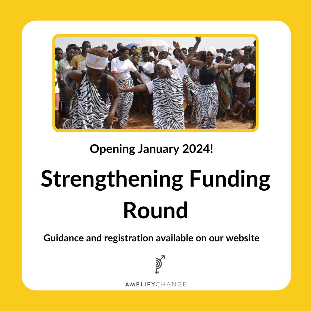 Coming January 2024! Our next funding round for Strengthening grants will open on January 23rd. Check out more information around eligibility and what we're looking for at amplifychange.org/grant_type/str… (🧵1/2)