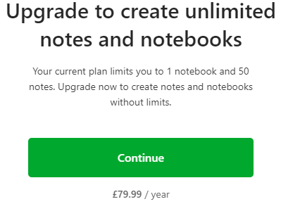 A lot of people will be forgetting <a href="/evernote/">Evernote</a> now. I only store text (more or less). I appreciate they have costs and I'd be prepared to bung them a few quid but this drastic change without warning will push many to find an alternative.