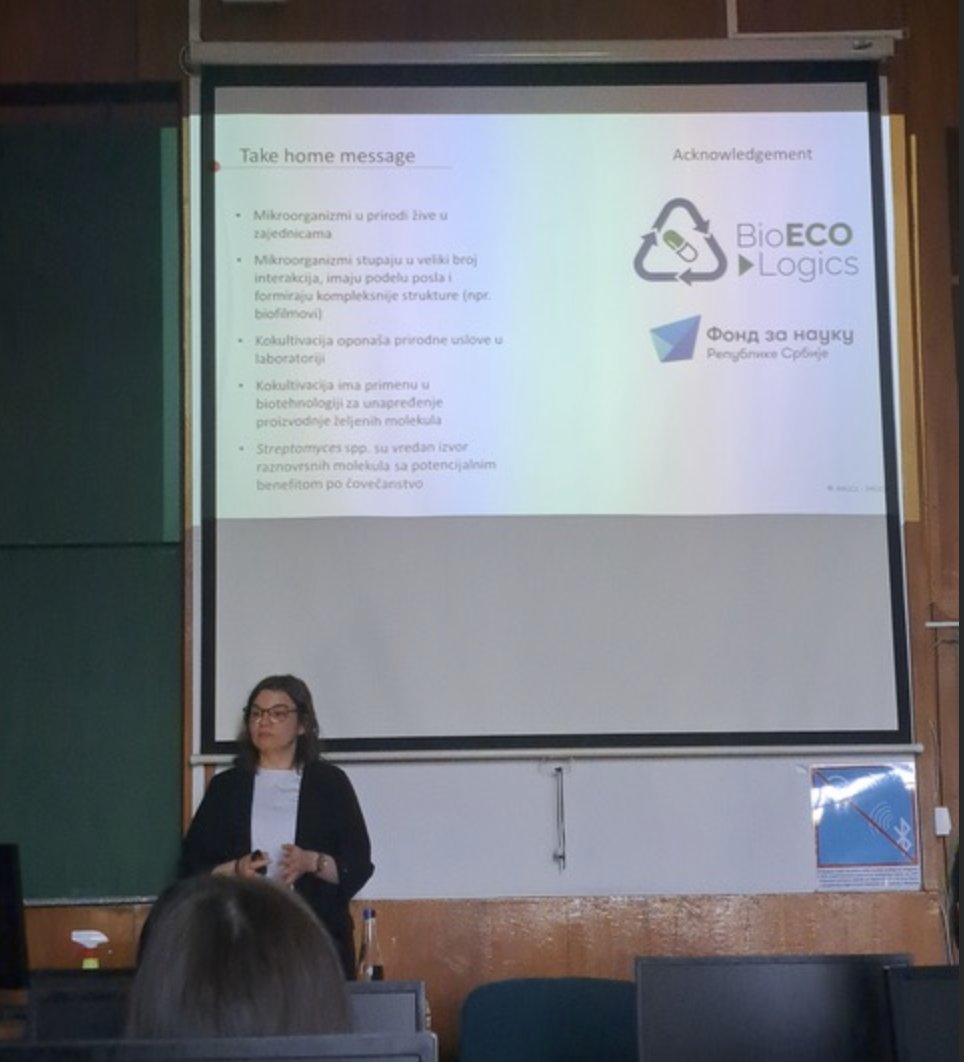 bioeco_2022's tweet photo. Our colleague Milena Stevanović presented the BioECOLogics project to doctoral students at the Faculty of Biology in Belgrade.
#BioECOLogics #fondzanauku #programIDEJE #IDEJE #biotechnology #biochemistry #chemistry #greenchemistry https://t.co/VlpMbPBBLj