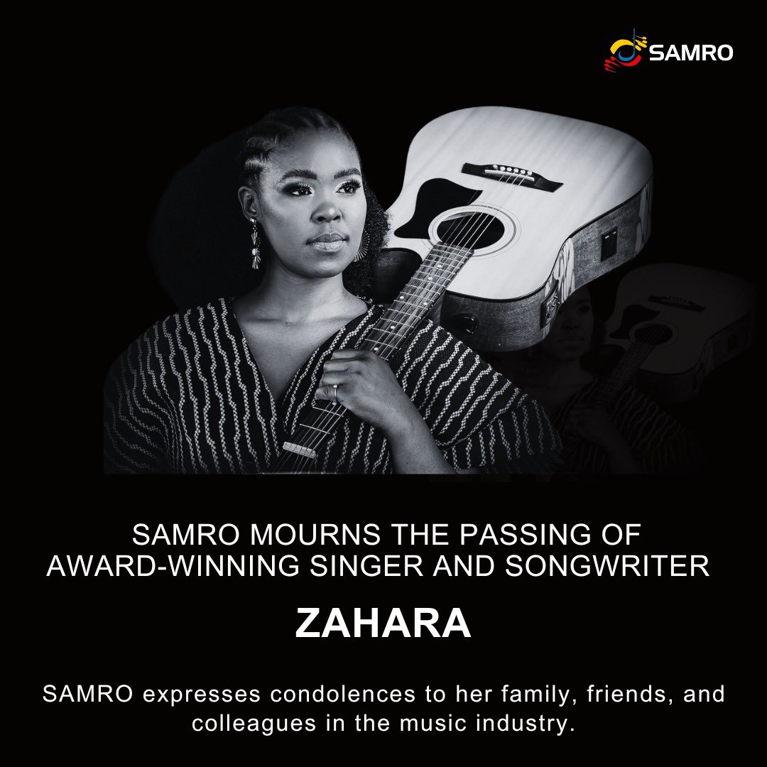 SAMRO is saddened by the passing of Zahara, a renowned award-winning singer and songwriter. We express heartfelt condolences to her family, friends and the broader music industry.  #RIPZahara