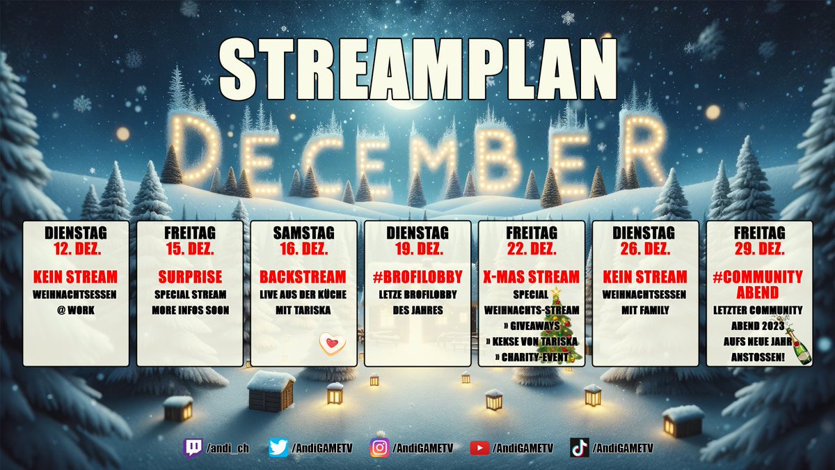AndiGAMETV's tweet photo. Das Jahr geht langsam dem Ende zu 💫
Im Dezember gibt es dafür nicht 2 sondern sogar 3 "Special-Streams"! 🔥🔥
Markiert euch den 15., 16. & 22. Dezember dick im Kalender, es wird ein FEST 😬🎄🎁
Freue mich mit euch das Jahr ausklingen zu lassen <3
#GameCrew > alles andere! 💝 https://t.co/utnnkJeauY