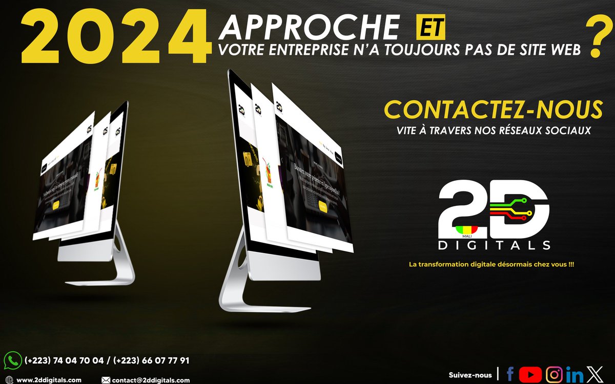 2dDigitals's tweet photo. Bientôt 2024 et c'est vous qui n'avez toujours pas site web ?

En plein dans la révolution numérique, n'est-ce pas inutile de vous spécifier la nécessité pour une entreprise d'avoir son site web? Cependant nous savons que le rappel profite toujours. https://t.co/SFFouVNJ72