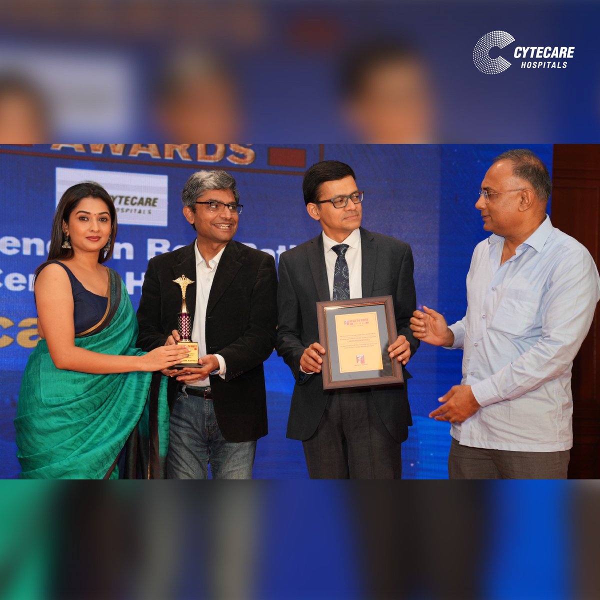 cytecare's tweet photo. Exciting news! Cytecare Hospitals triumphs at Health First Awards. Honored for Best Patient-Centric Hospitals and Dr. Prasad Narayan's Excellence in Cancer Care. Presented by Karnataka's Health Minister, Mr. Dinesh Gundu Rao. Thank you for your trust! #HealthFirstAwards https://t.co/5ktGZuwuNq