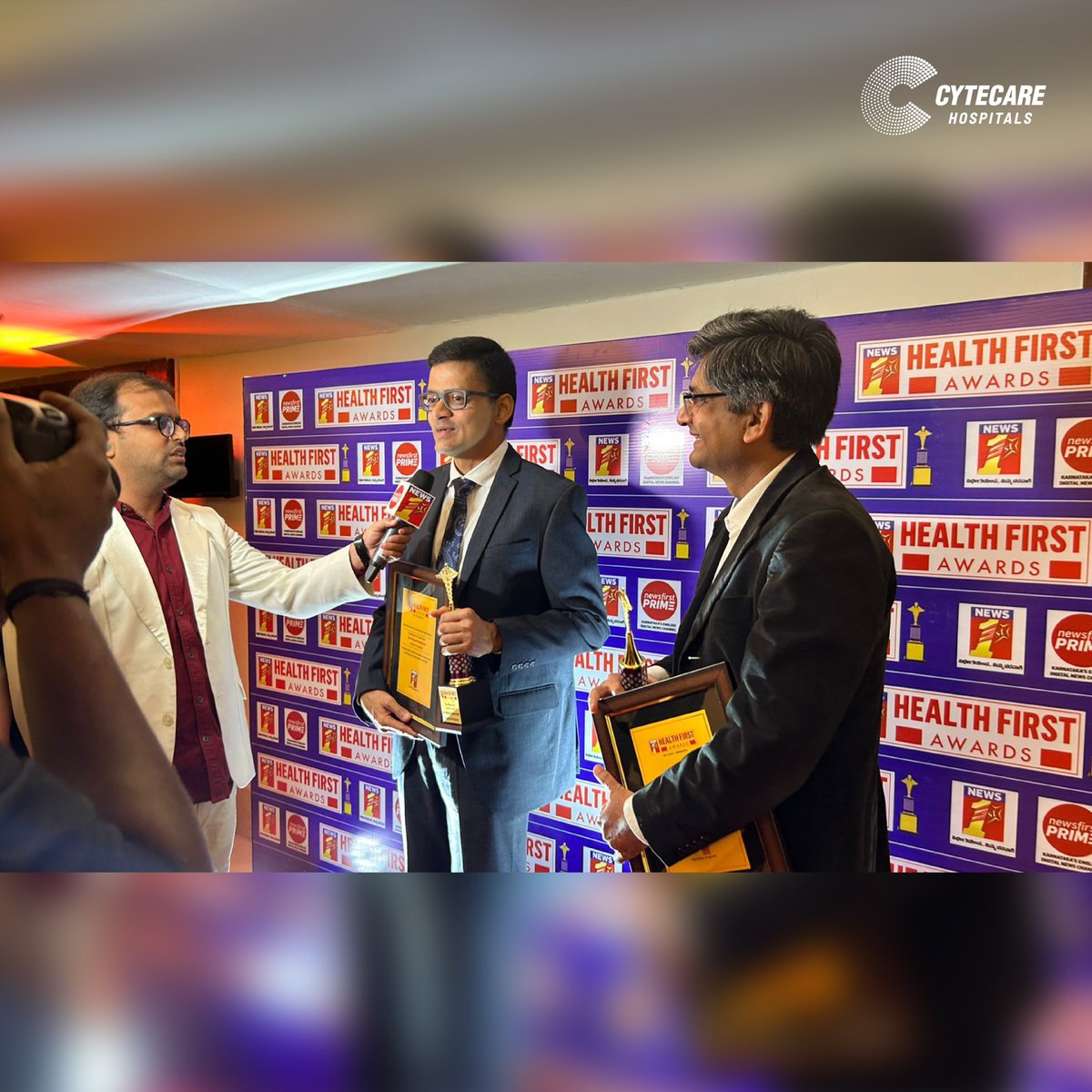 cytecare's tweet photo. Exciting news! Cytecare Hospitals triumphs at Health First Awards. Honored for Best Patient-Centric Hospitals and Dr. Prasad Narayan's Excellence in Cancer Care. Presented by Karnataka's Health Minister, Mr. Dinesh Gundu Rao. Thank you for your trust! #HealthFirstAwards https://t.co/5ktGZuwuNq