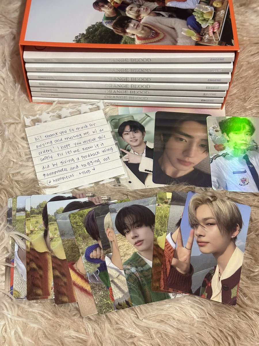 _hoonika's tweet photo. orange blood engene ver set came home! super protected ng packaging. responsible din si seller pagdating sa updates and such! thank you so much, @hoonpieces ♡

『 💌 @hoonpiecesud | #annproofss 』 https://t.co/jhYCYQuk60