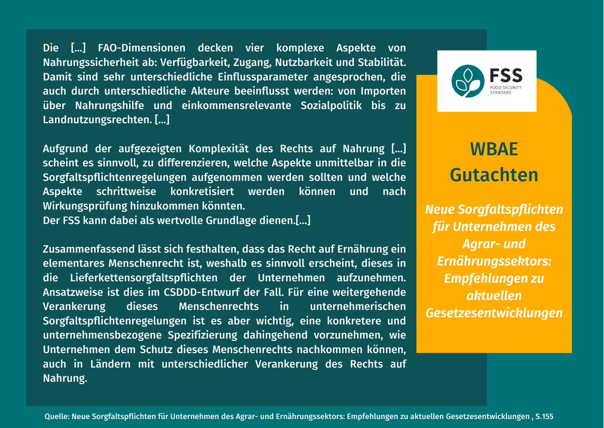 🌐💼 Der #WBAE hat sein neues Gutachten an das @bmel vorgestellt.
👩🏼‍🌾 🌾 Besonders positiv: Die klare Betonung, dass #Ernährungssicherheit für die ganzheitliche Erfüllung von Menschenrechten essentiell ist. Der Food Security Standard wird als praxisnahes Tool präsentiert!