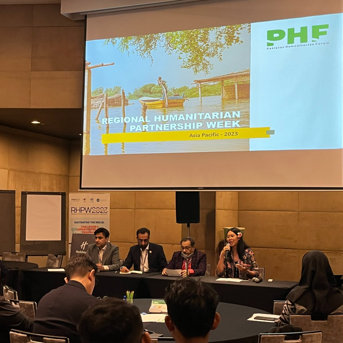 Welcome to #RHPW2023 Session #15 by PHF on 'Climate Actions for Humanitarian Outcomes', speakers from Pakistan and @YEUJogja Indonesia share their experiences on the interconnection between climate change and humanitarian outcomes. #humanitarianpartnerships #ClimateAction