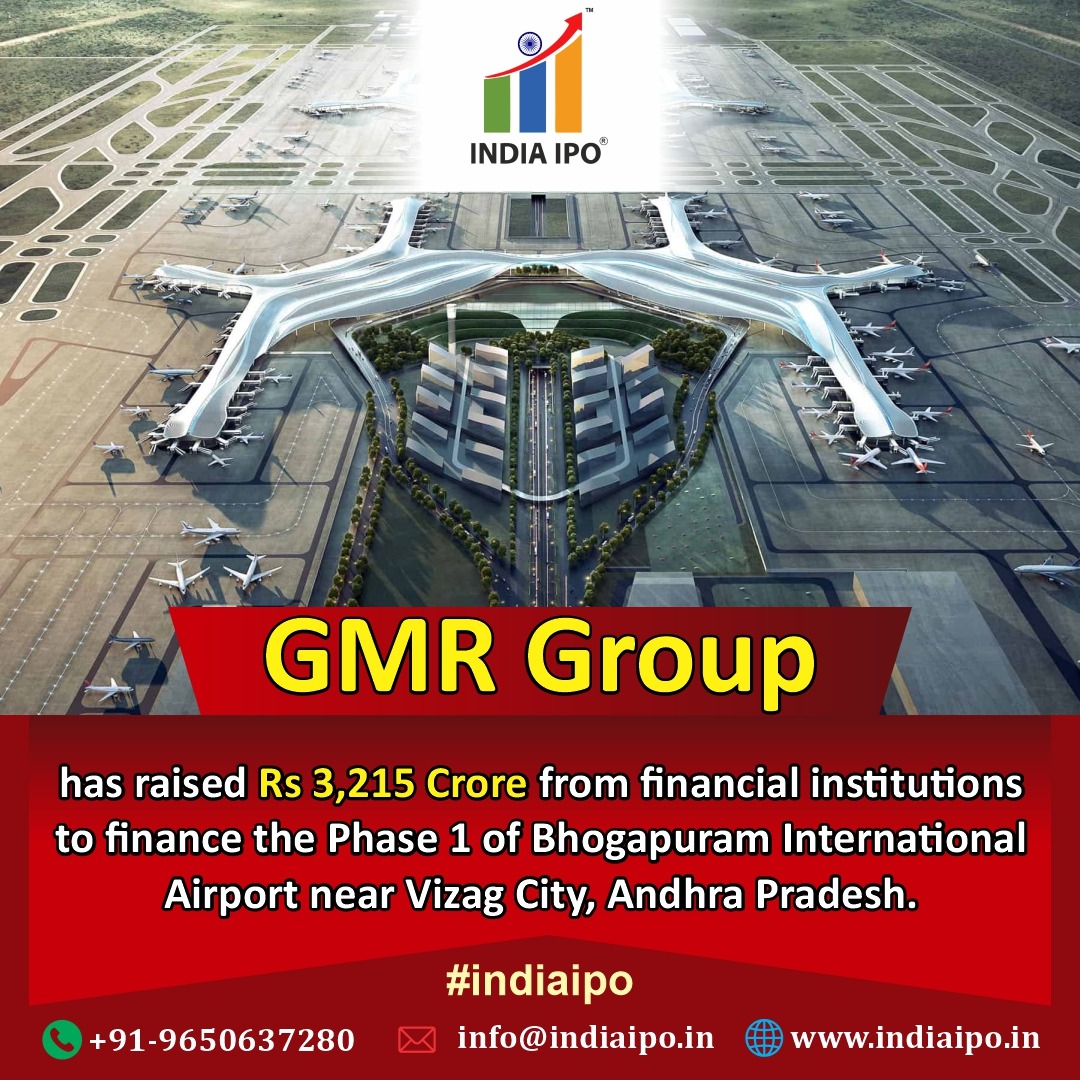 Elevating skies! ✈️ GMR Group soars with Rs 3,215 Crore funding for Bhogapuram Airport Phase 1! 🛫✨ 

#INDIAIPO #indiaipo #IPOBenefits #Sebi #NSE #BSE  #ipoupdate #iponews #ipogrowth #IPO #IPOAlert  #GMRGroup #vizagairport #InfrastructureFinance #airportdevelopment