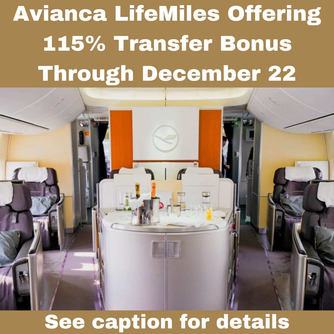 RewardFlightApp's tweet photo. With this newest offer, LifeMiles will give you a 115% bonus when transferring miles between accounts. This promotion is short-term, so if youβd like to get in on it, youβll need to take advantage quickly.
#luxurytravel #ultimaterewards #bonus #holiday #points #Avianca #lifemiles https://t.co/qMSO48egMk