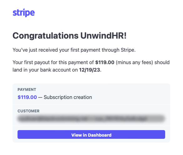 aaand we're off. first money through for unwindhr! 🤙