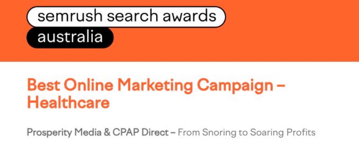 For the second year running, we have won the .@semrush award for 'best online marketing campaign healthcare' for our work with CPAP Direct. Last year, we won this award for our SEO work with VCI. Congratulations to all the award winners!