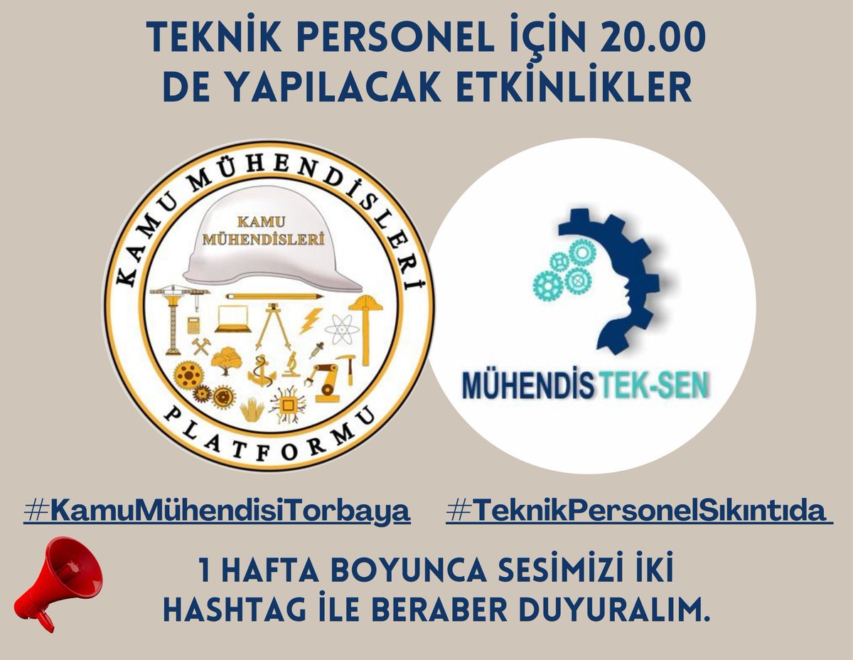 #TeknikPersonelSıkıntıda diyoruz günlerdir, aylardır uğraşılıyor Kamu Mühendislerinin hakları için #KamuMühendisiTorbaya  

Bu sıkıntımızı ancak siz çözersiniz sayın Cumhurbaşkanım <a href="/RTErdogan/">Recep Tayyip Erdoğan</a> ilginize arz ederiz.