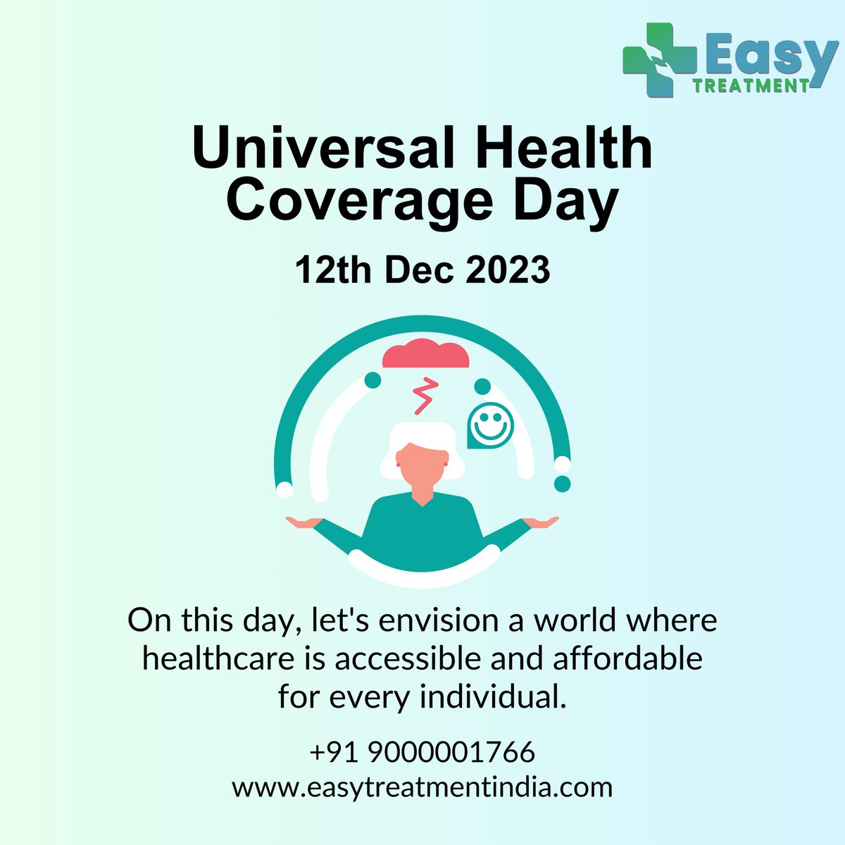 Easy_treatment's tweet photo. Universal Health Coverage Day
12th Dec 2023
On this day, let's envision a world where healthcare is accessible and affordable for every individual.
.
.
#HealthForAll #UHCDay2023 #AccessibleHealthcare #AffordableHealth #GlobalWellness #easytreatmentindia https://t.co/2MmrpcYhMn