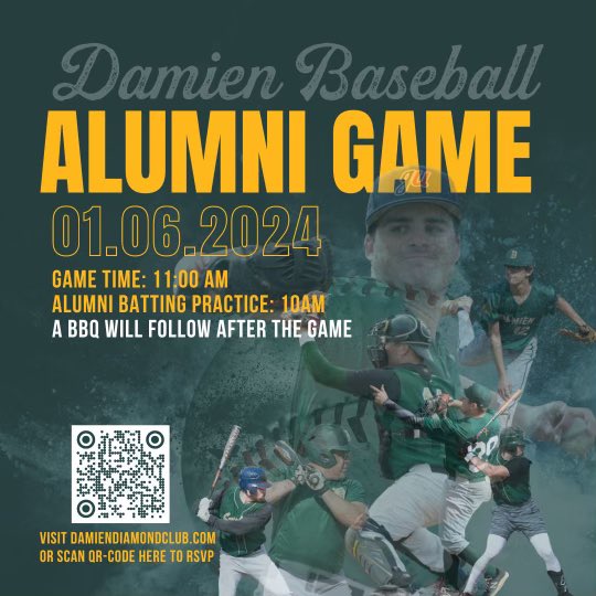 SPARTANS!!! Join us for the Damien Baseball Alumni Game. Get the word out and let’s have a great day on the Diamond. BP at 10am 11am First Pitch BBQ after the game. The Link is in The Bio. #WithOurShieldOrOnIt \ | /