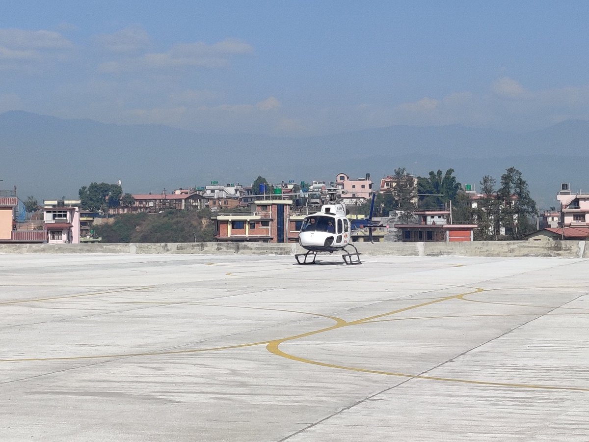 A demo flight has been conducted over the new heliport in Nalinchowk, Bhaktapur. #CAAN is gearing up to relocate a significant portion of helicopter operations from Tribhuvan Int'l Airport to Nalinchowk soon.