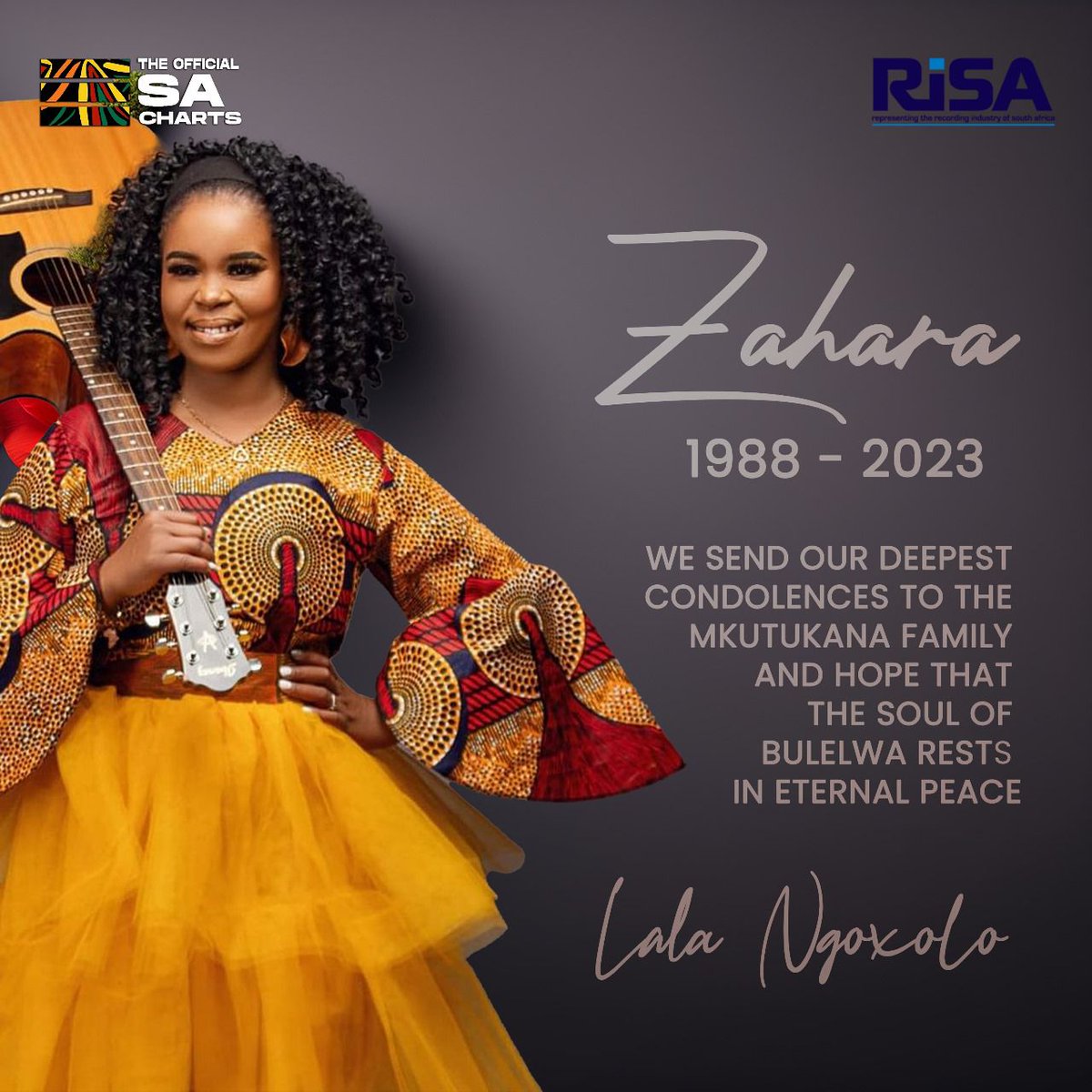 TheSAMAs's tweet photo. Our heartfelt condolences go to the  Mkutukana Family on the loss of their daughter @zaharasa

We have lost a true icon in the South African music industry. May your beautiful soul rest in peace.

#RIPZahara https://t.co/uifBP1AoZ5