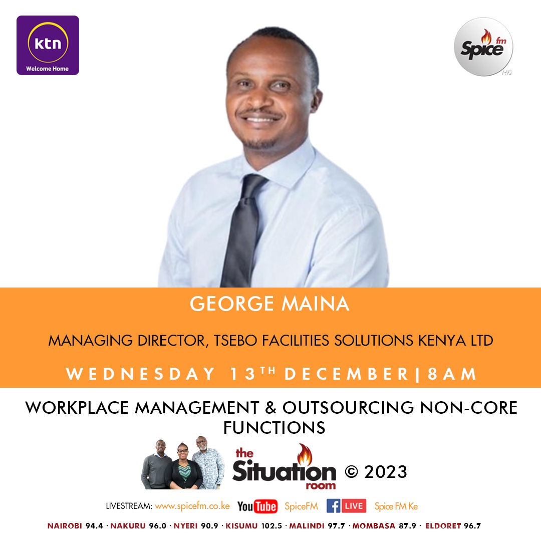 Catch our Managing Director, Mr. George Maina, tomorrow at 8 am on Spice FM and KTN Home as he discusses how Tsebo Facilities Solutions Kenya Ltd has supported businesses with their workplace needs.

#workplacemanagement #workplaceefficiency #SpiceFM #HappyJamhuriday2023