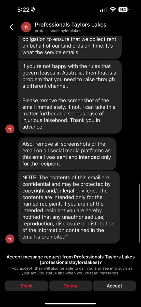 Professionals Taylors Lakes have dmed me on Instagram lol - what a crock of shit