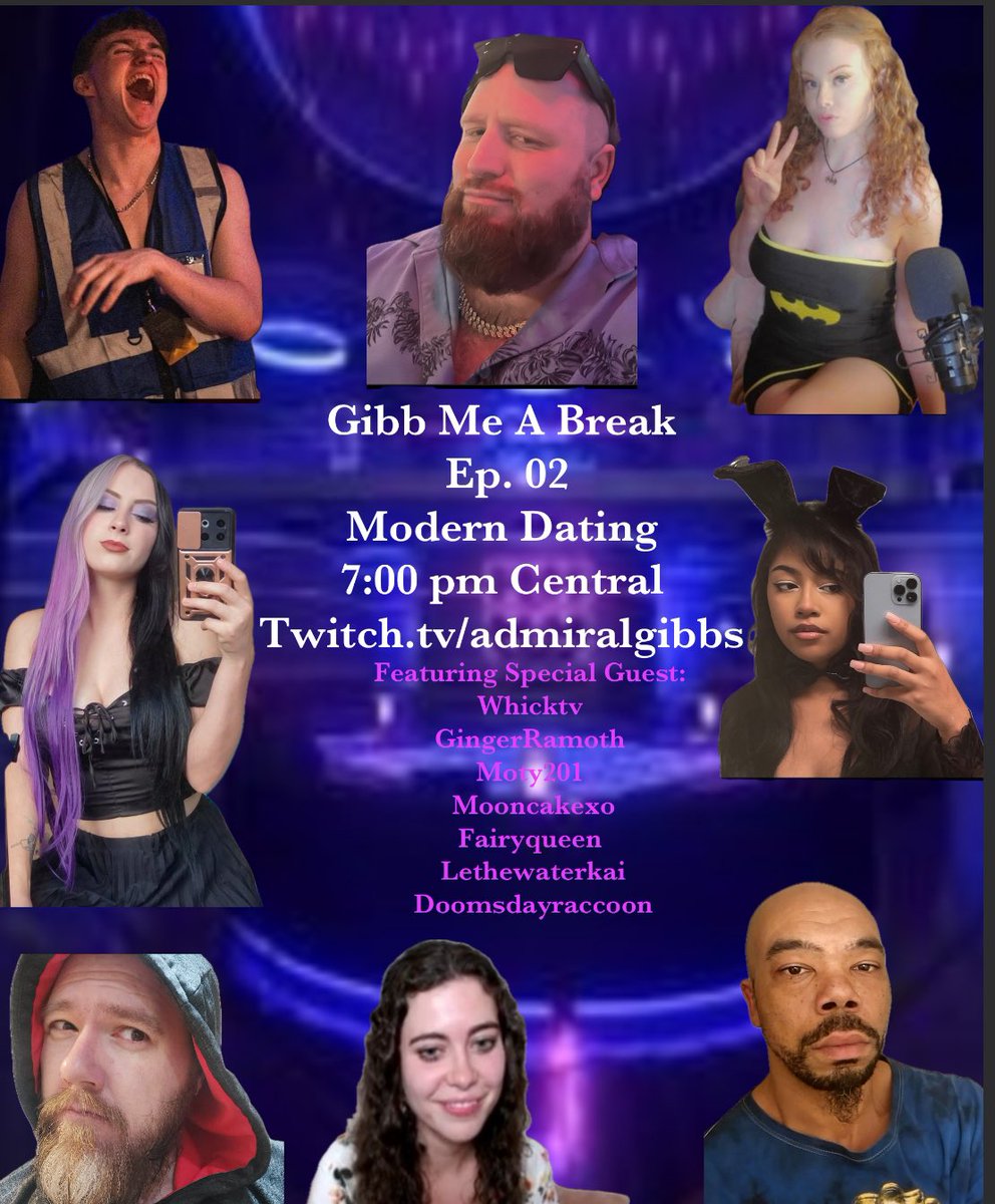 Today Tuesday the 12th at 7pm central time the Gibb Me A Break show returns. To discuss #mensissues #womensissues and modern #dating. 

Special guests will be:
@WhickTv @GingerRamoth @LetheWaterKai @moty201 @DoomsdayRaccoon @Fairy____Queen @Mooncakexoxox