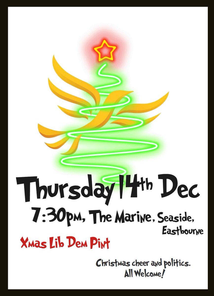 LibDemPintEB's tweet image. O come, all ye Lib Dem faithful, to The Marine on Seaside for an #Eastbourne Christmas time get together on Thursday from 7:30pm.
Cheers
#libdempint