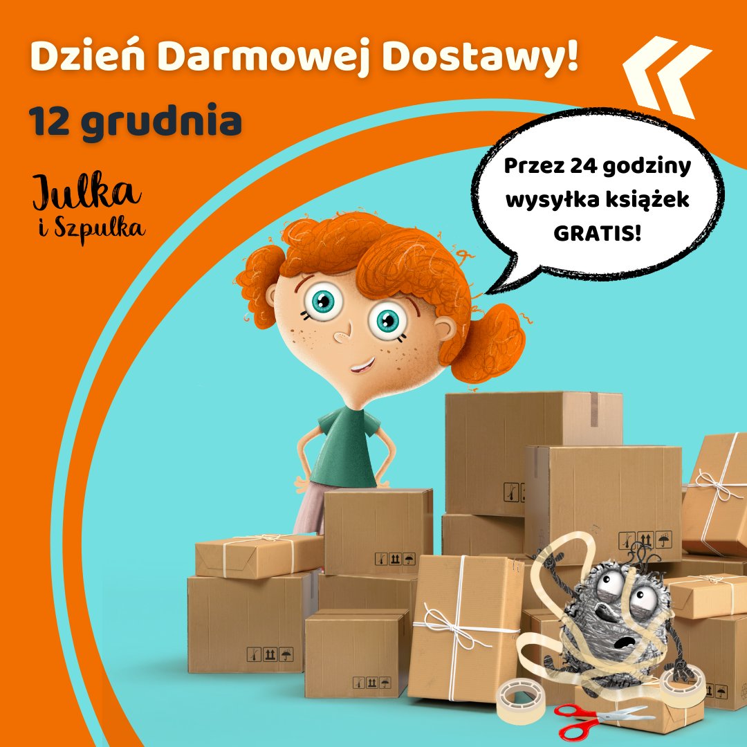 To wyjątkowy dzień! Tylko 12 grudnia przed 24 godziny możecie zamawiać książki z DARMOWĄ DOSTAWĄ!

Szpulka zaciera niteczki, Julka trzyma już taśmę i nożyczki, a ja stempluję owijki! A Wy zamawiajcie i korzystajcie!

#julkaiszpulka #DzieńDarmowejDostawy #książkidladzieci