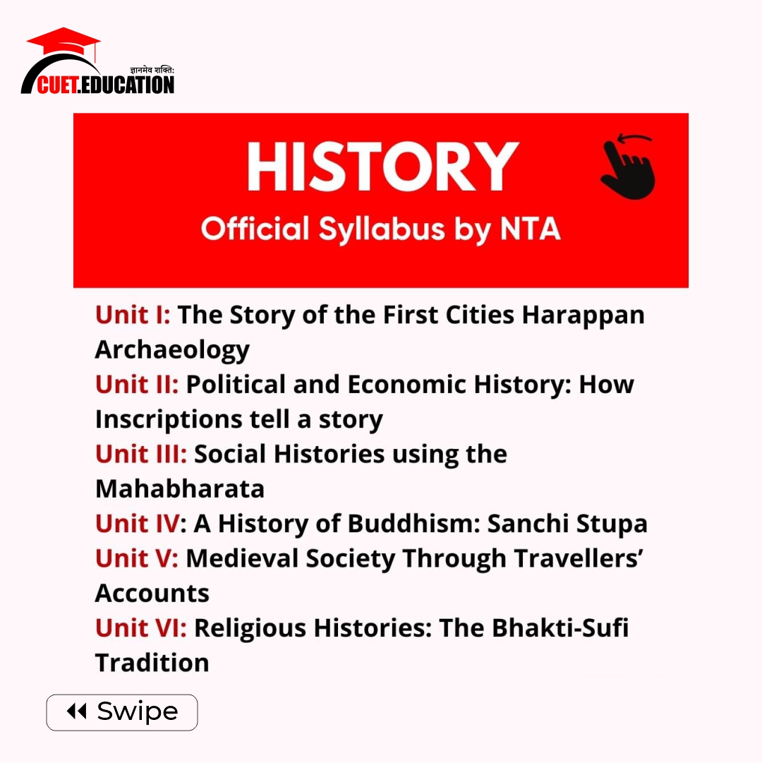CuetEducation's tweet image. #CUETUG2024 #HistorySyllabus 
Follow @cueteducation for more updates 
#cuet #cuet2024 #cuetug #college #cuetsyllabus #history #class12 #ncert #delhiuniversity #bhu #allahabaduniversity #CUETEDUCATION #graduation #delhiuniversity #cuetexam #cuetsyllabus #cuetupdates #subject