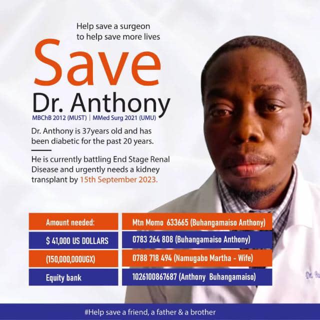 Dr. Anthony Buhangaiso had a successful kidney transplant at Medheal hospital Eridoret Kenya on Saturday. His Wife Martha gave him the precious kidney. Thanks to everyone for the spirited fight.