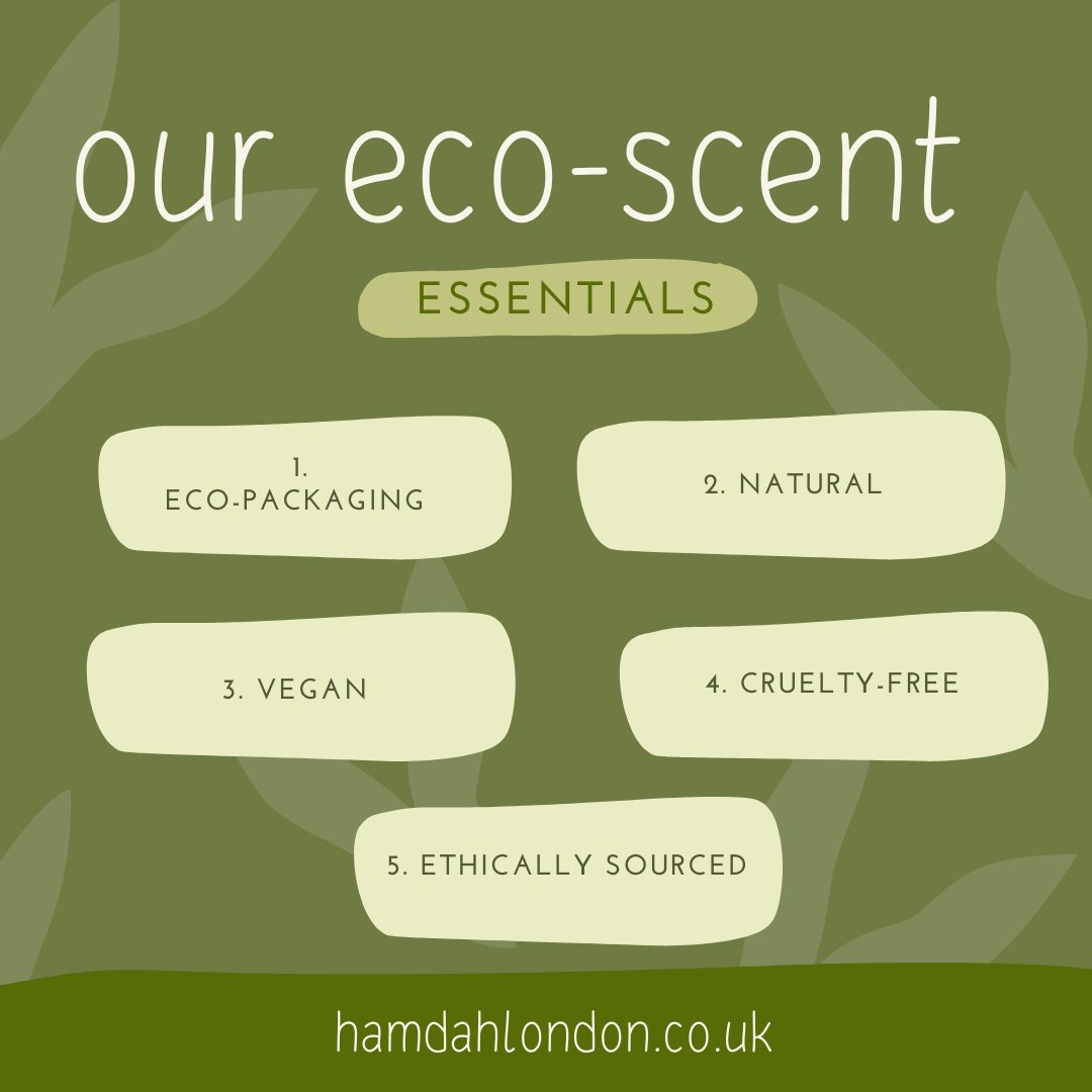 When purchasing our hand-made fragrances, we can assure you that each of these essential components will be factored in our production process. 
#Sustainability #Ecofriendly #Green #Perfume #Fragrance #ScentedCandles #Scents #Scent #Gift #Crueltyfree #Ethicallysourced #Ethical