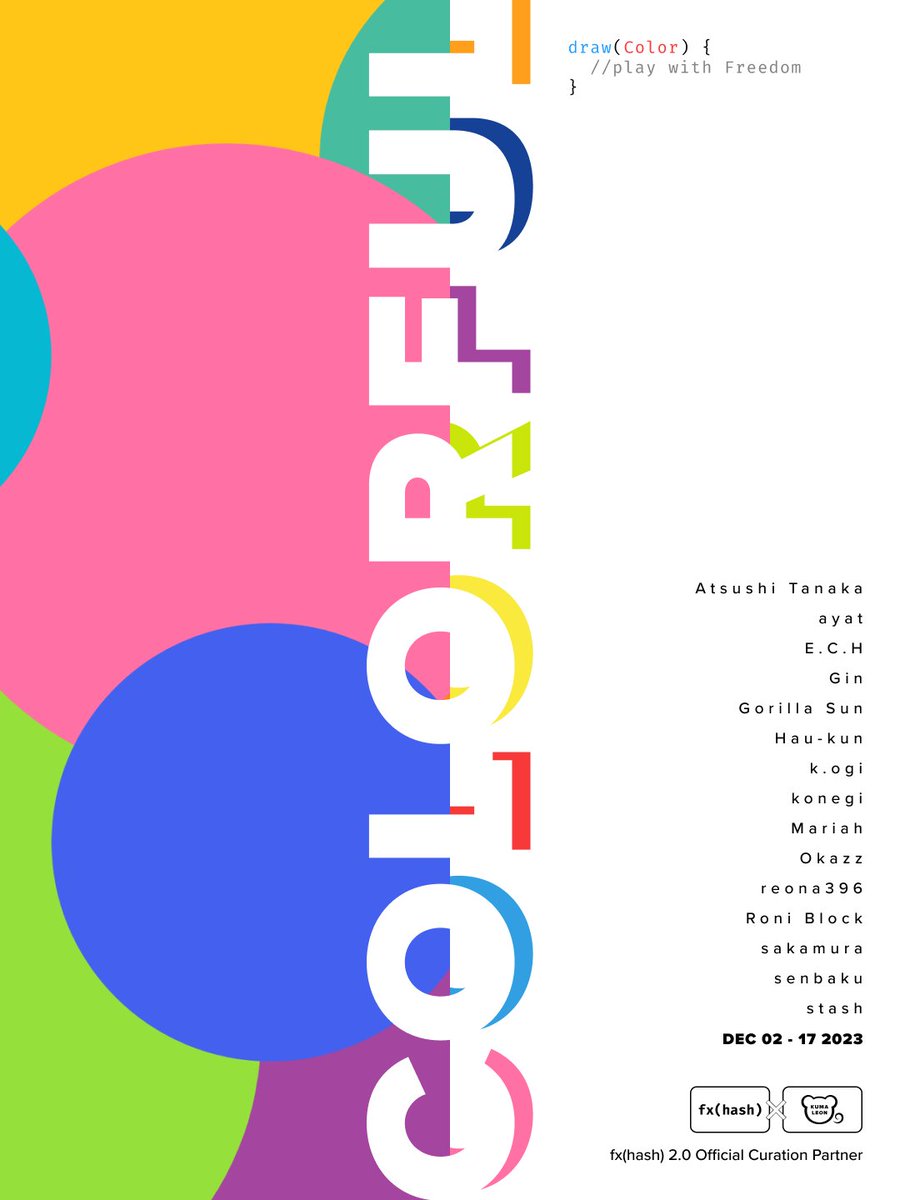Today we are very excited to be launching our curation celebrating the launch of <a href="/fx_hash_/">fxhash</a>  2.0 #COLORFUL 🎨✨

We have 15 talented artists lined up to showcase their unique interpretations of the curation theme🧸

Check the🧵to see when our artists will be dropping their piece🌟