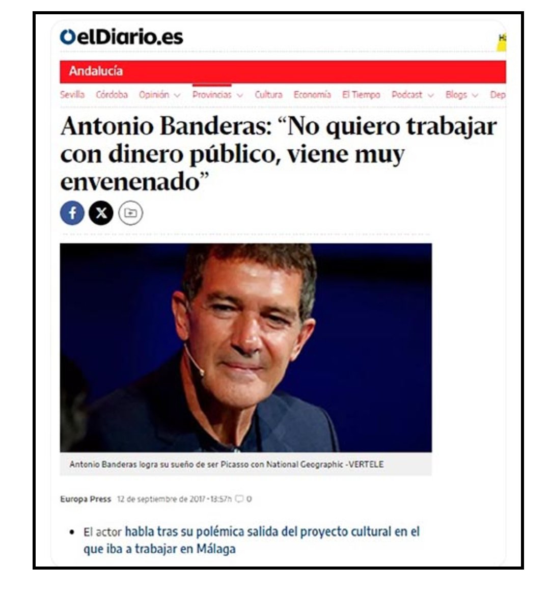 #OJO

#Vergonzoso. <a href="/antoniobanderas/">Antonio Banderas</a> cambia de opinión: “No quiero trabajar con dinero público, porque viene muy envenenado" (al no salir su proyecto para el #AstoriaMálaga)… a no ser que la <a href="/AndaluciaJunta/">Junta de Andalucía</a> le regale 2.000.000 de euros para sus negocios particulares.
.
