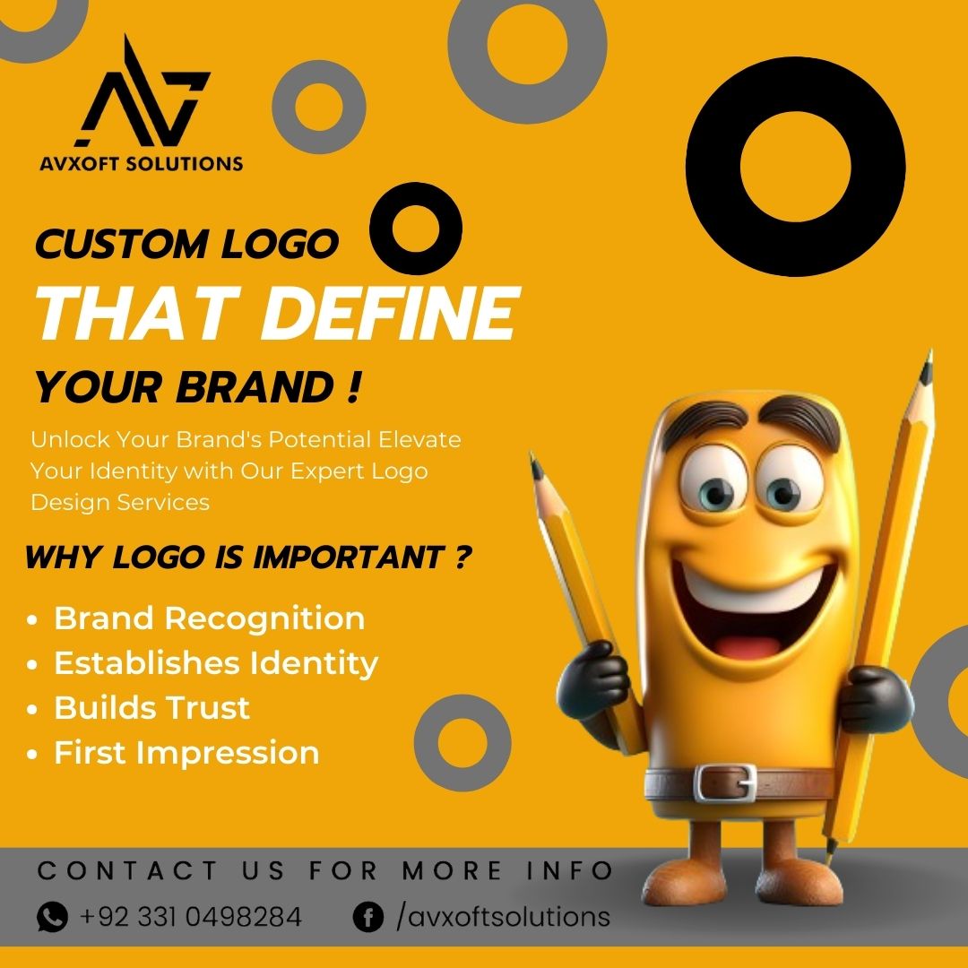 Transform your brand's identity with a custom logo that commands attention. Boost your brand's impact instantly.

For more details
WhatsApp
No: 03310498284
#AVXoftSolutions #BrandTransformation #CustomLogoDesign #BrandIdentity #AttentionGrabbingLogo #BrandPresence #BrandElevate