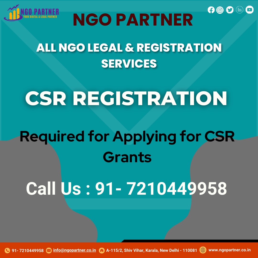 #CSRRegistration #CorporateSocialResponsibility #CSRGrants #SocialImpact #CommunityDevelopment #SustainableBusiness #MakeADifference #GrantsForChange #SocialResponsibility #CSRInitiatives #ImpactfulBusiness #BuildingABetterFuture