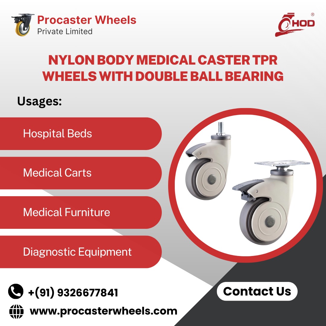 NYLON BODY MEDICAL CASTER TPR WHEELS WITH DOUBLE BALL BEARINGS
.
procasterwheels.com
+91 9326677841
.
#medicalwheels #heavydutypp #casterwheels #doubleballbearing #procaster #wheels #rubberd #casterwheel #caster #hod #pneumatic #LightDuty #heavyDuty #industrial #manufacturing