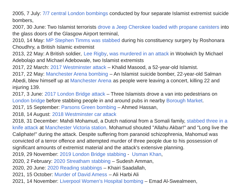 "Britain is becoming a scarier place to be in for us (muslims)😔"

Says Bushra Shaikh

Tell that to the Batley school teacher, the 1000s of girls groomed &amp; raped by a subculture of Pakistani's &amp; Bangladeshi's, the victims of brutal terror attacks, the woman in Doncaster...
