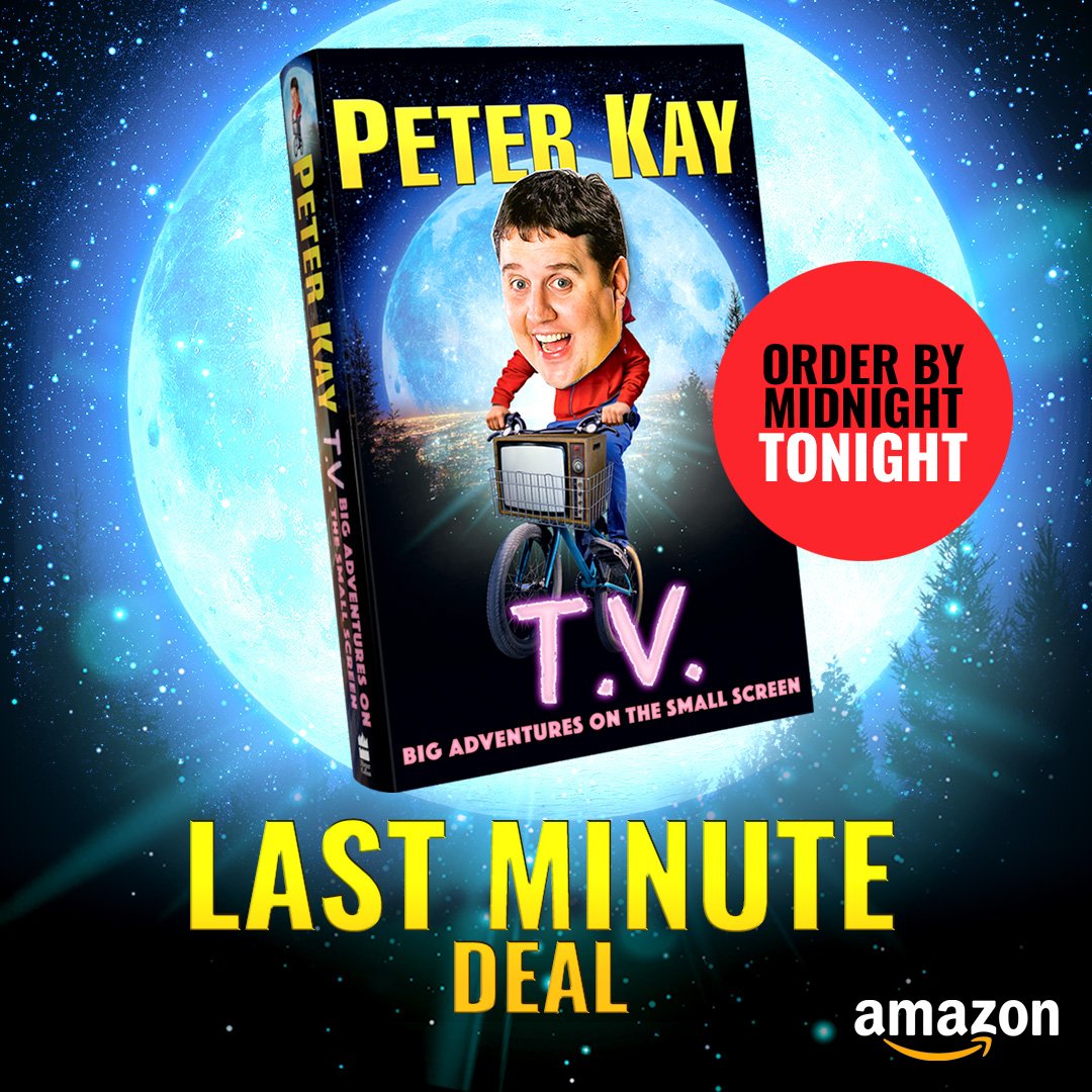Peter’s T.V.: Big Adventures on the Small Screen is in a ‘last minute’ deal on Amazon today which means you can get his brilliant, laugh-out-loud memoir for a great price just in time for Christmas. But hurry, the offer ends at midnight. Order now: lnk.to/peterkayMA/ama… 🎅🏻